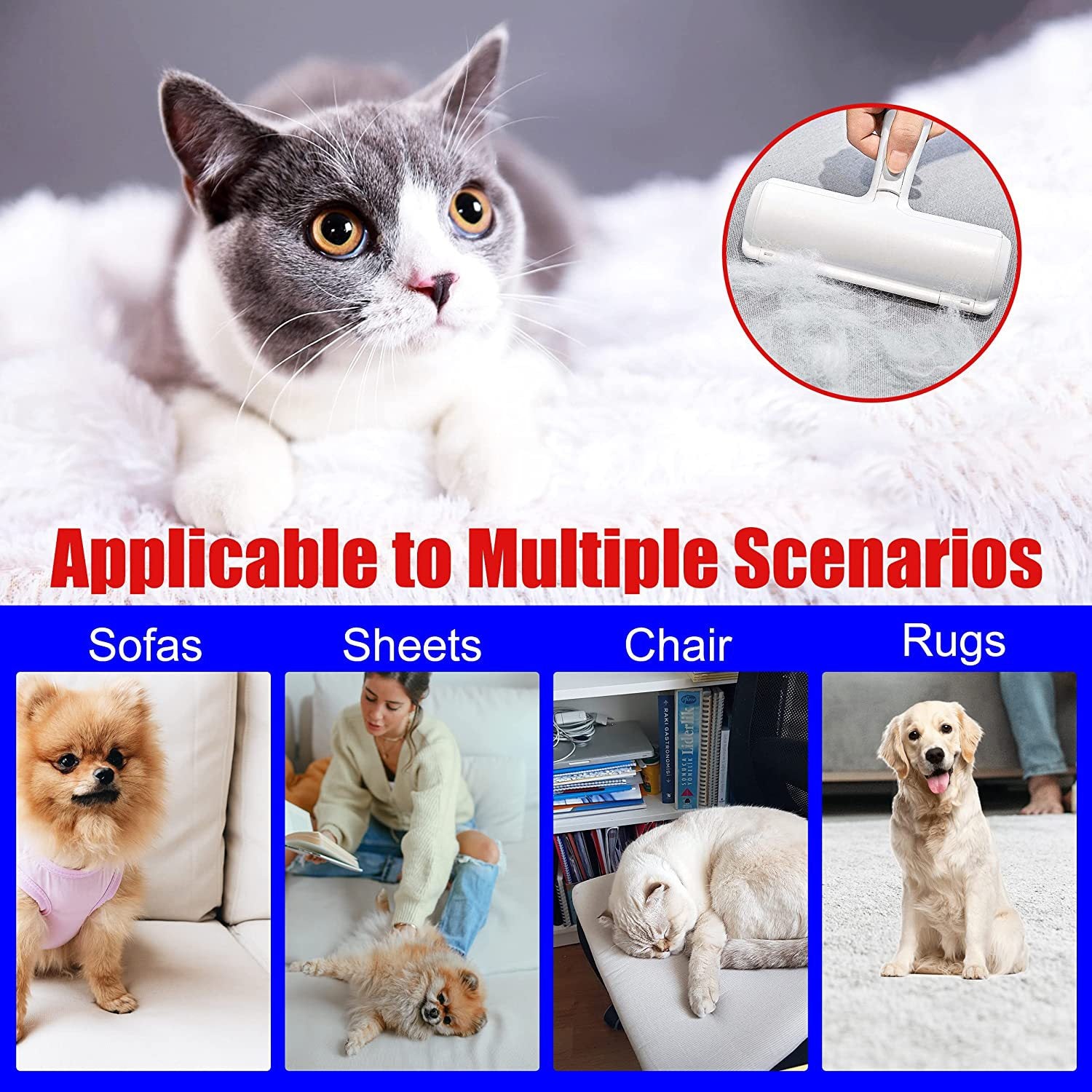 Reusable Pet Hair Remover Roller for Fur-Free Homes