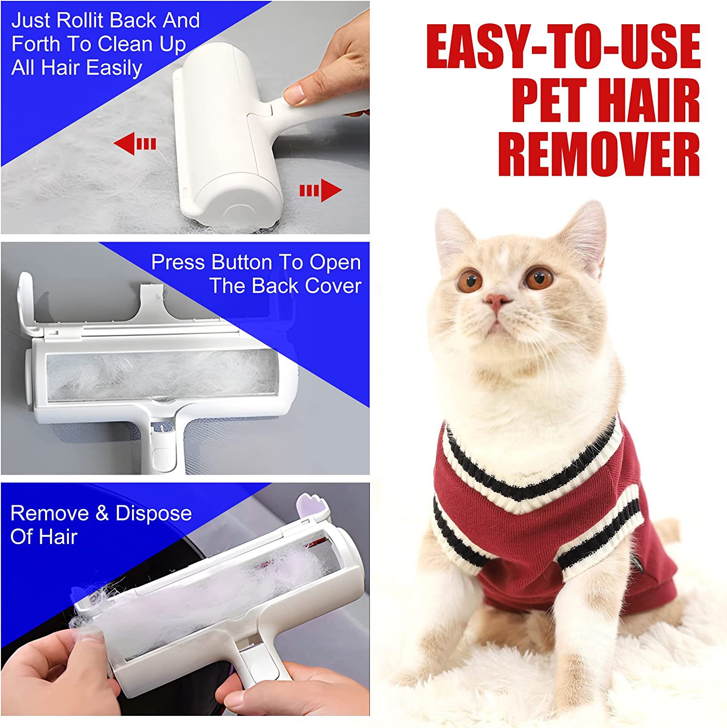 Reusable Pet Hair Remover Roller for Fur-Free Homes